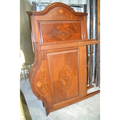 2209 - Pair Of Mahogany Inlaid Single Bed Frames.