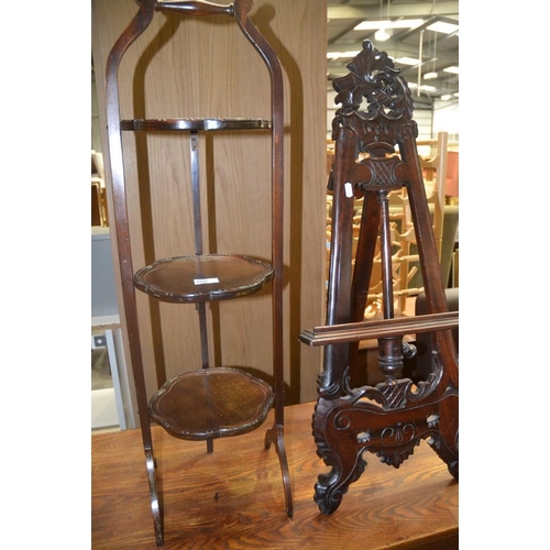 2226 - Mahogany Cake Stand & Artists Easel.