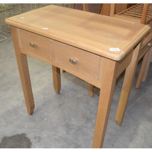 2244 - Light Oak Side Table With Drawers.