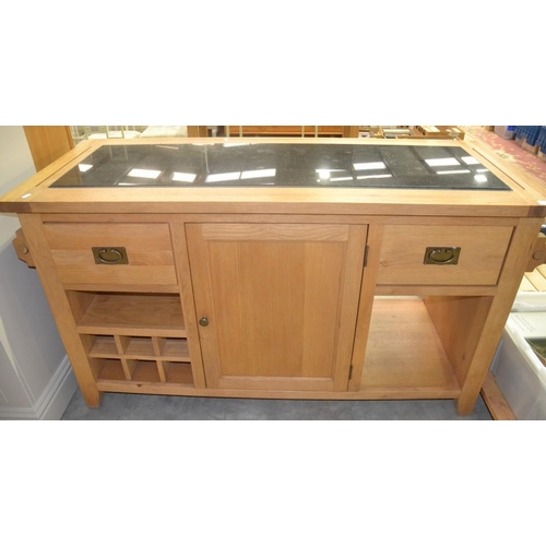 2248 - Oak Marble Top Kitchen Island.