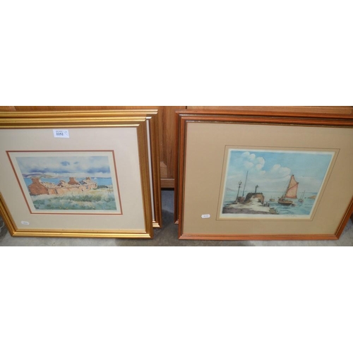 2252 - Pair Of Coloured Etchings & Pair Of Prints.