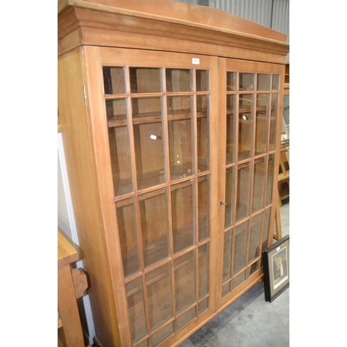 2253 - Victorian Waxed Pine Glass Front Bookcase.