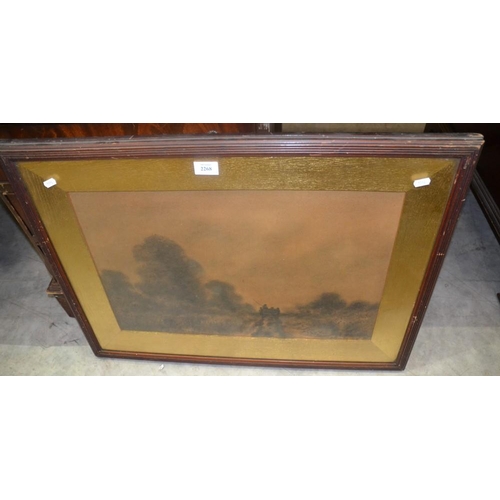 2268 - Framed Charcoal Drawing - Landscape with Cart in Foreground, Signed W R Merideth, measuring approx 5... 