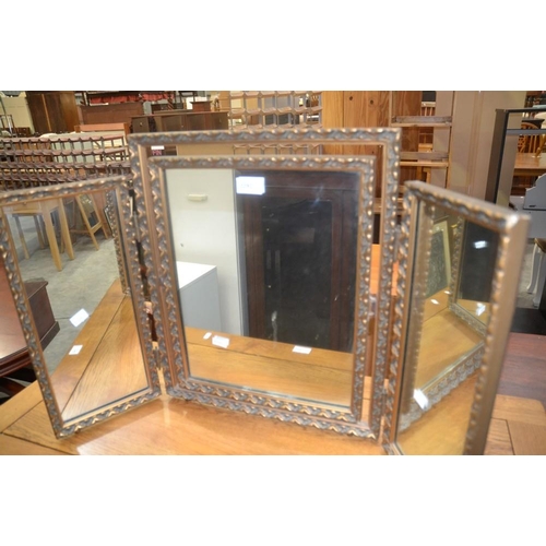 2292 - Gilt Triple Dressing Mirror.