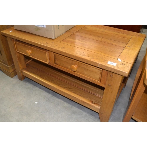 2294 - Oak Coffee Table With Drawers.