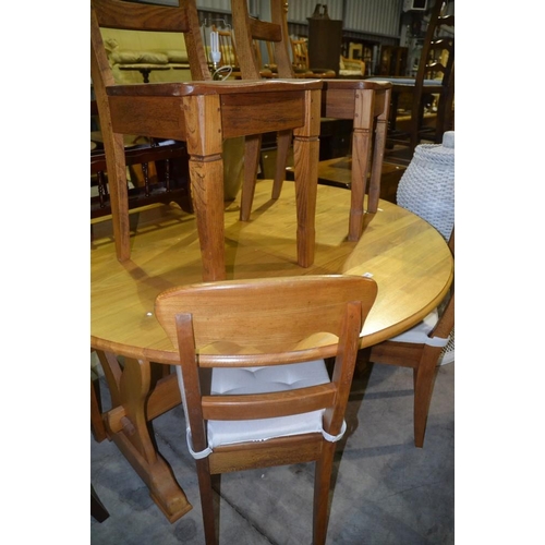 2305 - Elm Drop Leaf Dining Table & 6 Elm Dining Chairs.