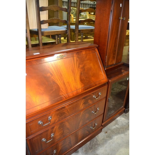 2307 - Mahogany Writing Bureau, CD Cabinet & Stereo Cabinet.