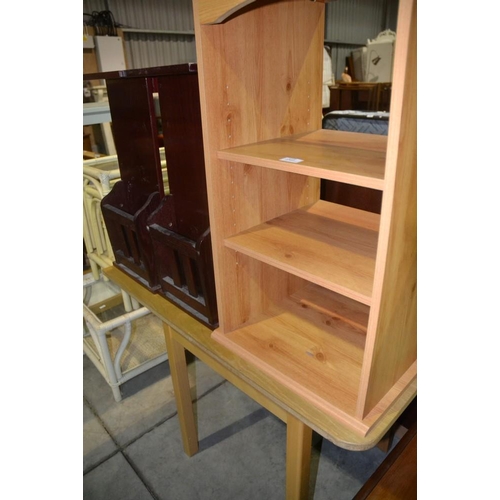 2322 - Oak Breakfast Table, Bookcase & 2 Sofa Tables.