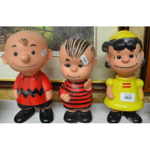 2829 - Vintage Charlie Brown, Lucy Van Pelt & Linus Van Pelt Figures.