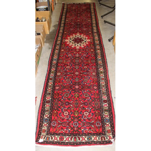 2198 - Eastern Wool Carpet Runner, Red Ground, approx 79 x 307cm.