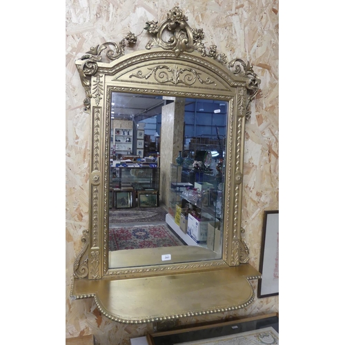 2063 - Upright Gilt Framed Bevelled Wall Mirror, approx 140cm x 77cm.