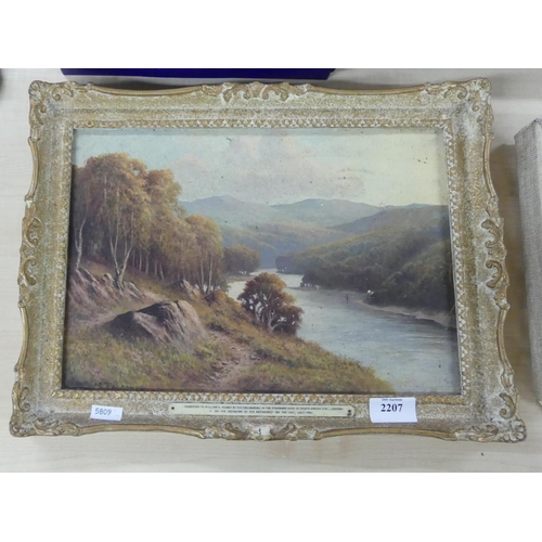 2207 - Framed Oil Painting - The River Tweed Melrose Signed Douglas Falconer, approx 34 x 24cm.