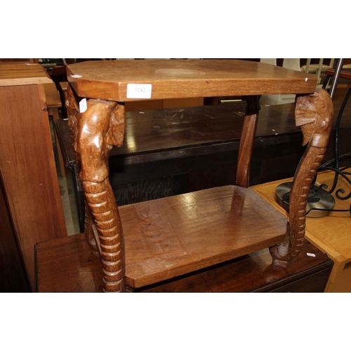 3242 - Hardwood Occasional Table With Legs In The Form Of Elephant Trunks.