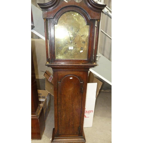 3486 - Oak Grandfather Clock with Brass Dial - as found.  Alex Andrew of Portsoy