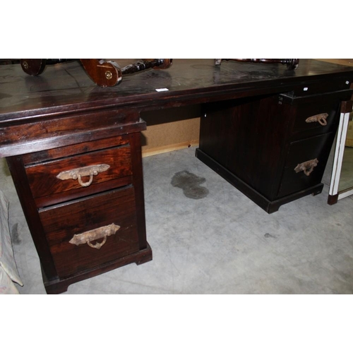 3037 - Mahogany Twin Pedestal Desk.