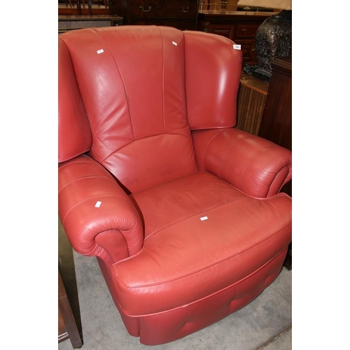 3044 - Salmon Leather Coloured Armchair (As Found).