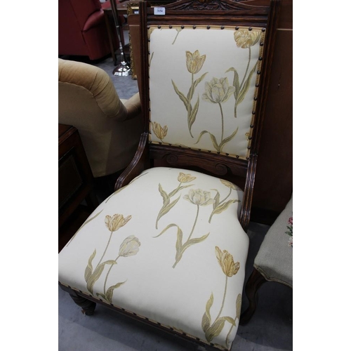 3091 - Edwardian Chair with Floral Upholstery