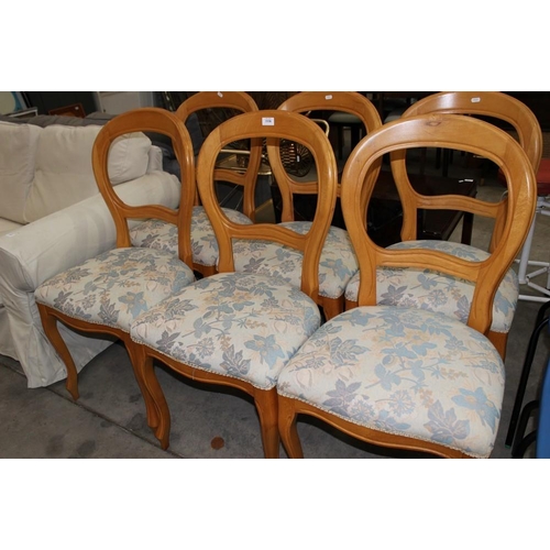 3098 - 6 Modern Balloon Back Chairs With Blue Floral Upholstery.