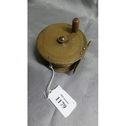 1155 - Antique Brass Fishing Reel.