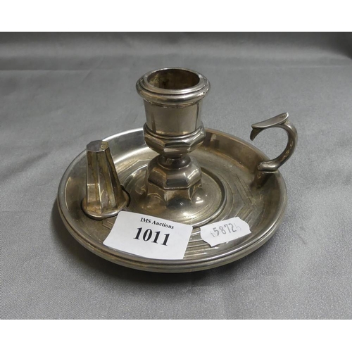 1011 - Silverplated Chamber Candlestick & Snuffer.