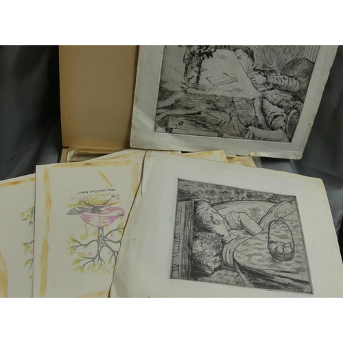 1021 - Folder of Assorted Etchings, Prints etc.