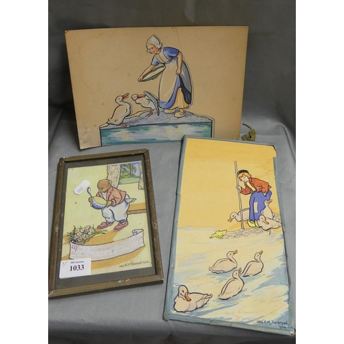 1033 - 1930's 40's Nursery Watercolours - Cora E M Paterson.