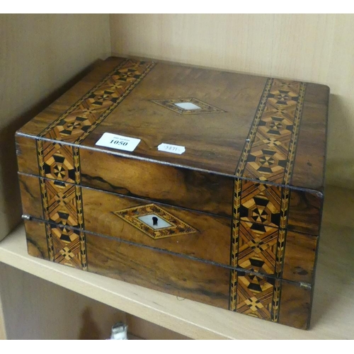 1050 - Antique Tunbridge Inlaid Workbox.