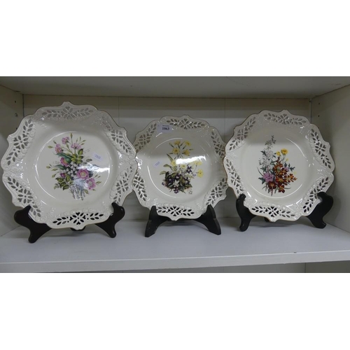 1063 - Three Royal Creameware Ltd Edition Floral Pattern Cabinet Plates.