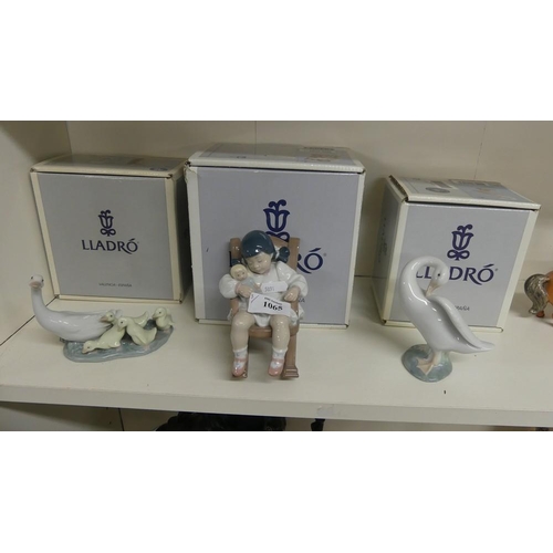 1065 - Three Lladro Porcelain Figures.