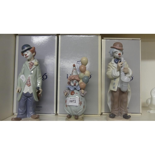 1072 - Three Lladro Figures, Assorted Clowns.