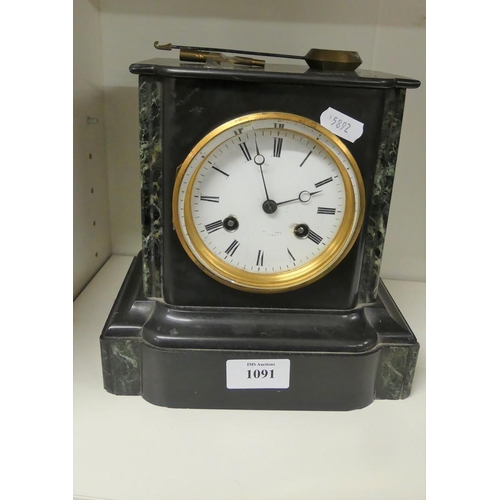 1091 - Victorian Slate Mantel Clock.