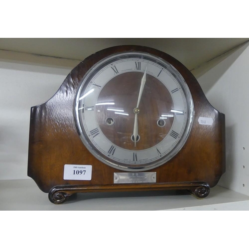 1097 - Mahogany Cased Mantel Clock.