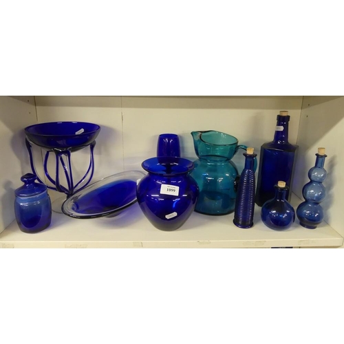 1099 - Assorted Cobalt Blue Glass Bowls, Jars etc.