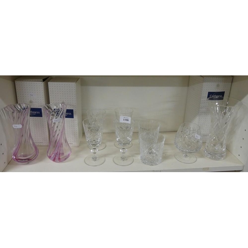 1100 - Assorted Caithness Vases & Cut Glass Whisky & Wine Glasses