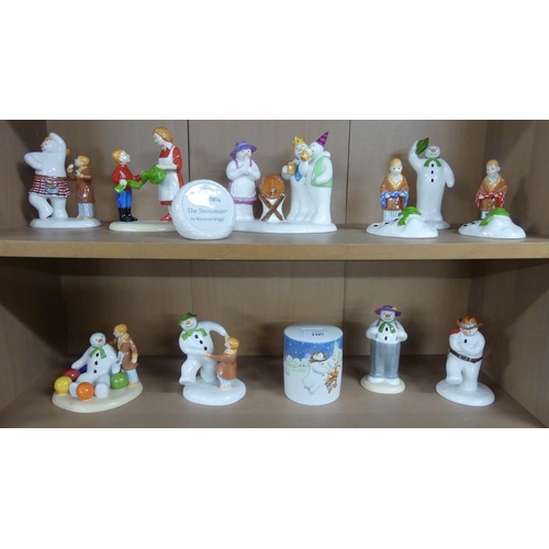 1107 - Assorted Coalport Snowman Figures & Bank (12 In Total)