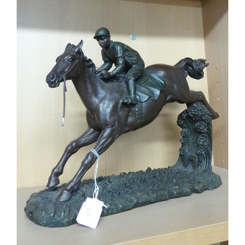 1129 - Modern Resin Figure - Racehorse & Jockey.