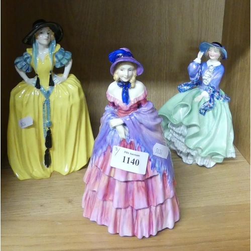 1140 - 3 Royal Doulton Figures - Top Of The Hill, Patricia & Victorian Lady.