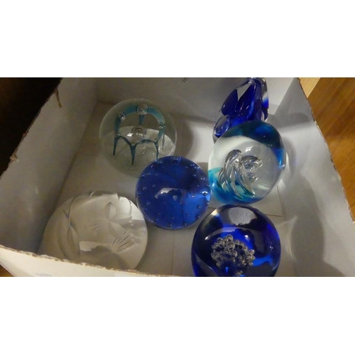 1141 - Box Of Assorted Glass Paperweights.