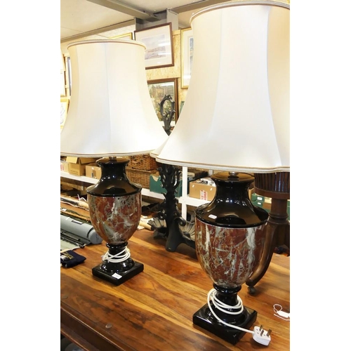 339 - Pair Of Marble Effect Table Lamps & Shades