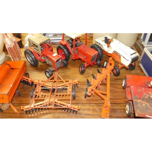 346 - Assorted Vintage Model Tractors & Attachments