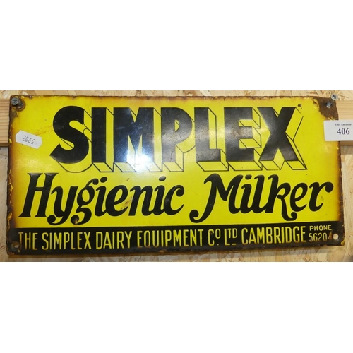 406 - Spimplex Hygienic Milker Enamel Sign