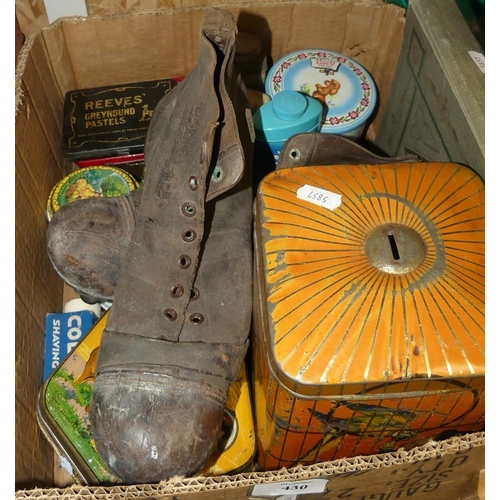 430 - Pair Of Vintage Football Boots & Advertising Boxes