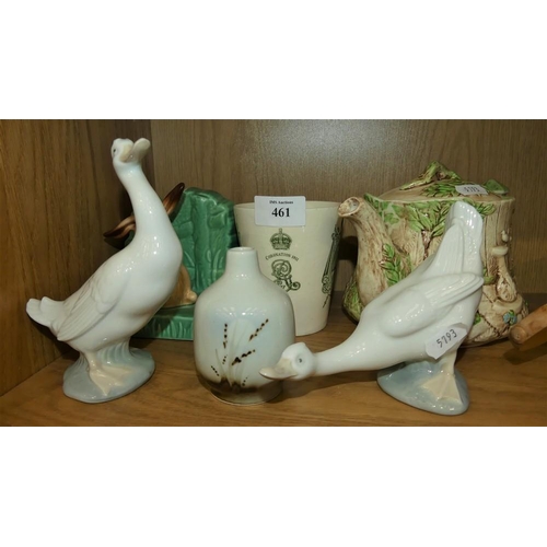 461 - Sylvac Bookend, Nao Goose, Commemorative Cup, etc.