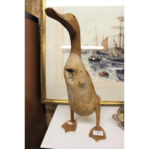 487 - Carved Wooden Duck