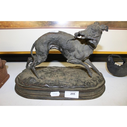 495 - Spelter Greyhound Ornament