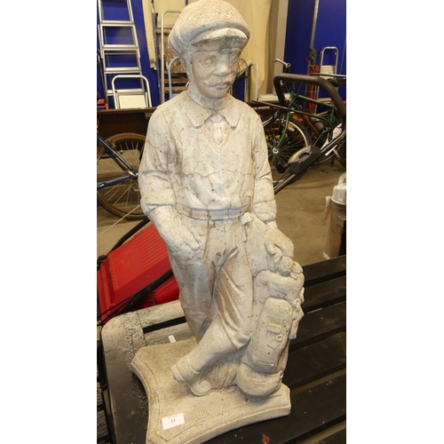 51 - Reconstituted Stone Golfer Garden Ornament