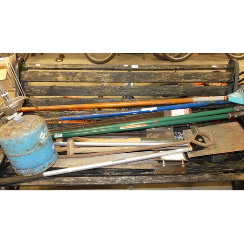 52 - Garden Bench, Assorted Garden Tools