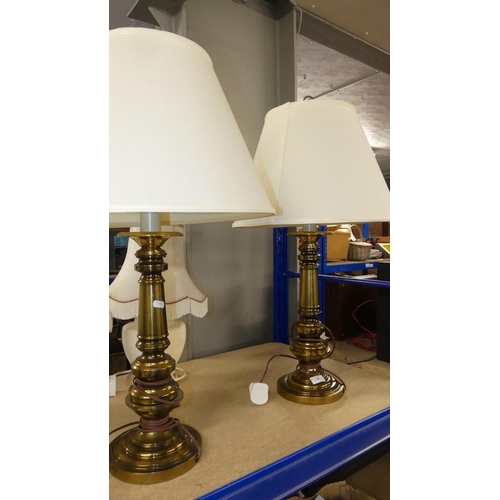 91 - Pair Of Brass Table Lamps