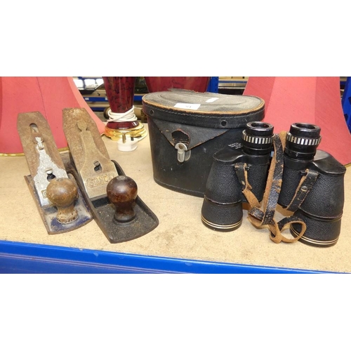 94 - Pair Of Binoculars & 2 Wood Planes