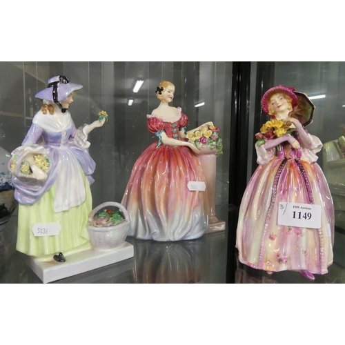 1149 - 3 Royal Doulton Figures - June, Spring Flowers & Rosanna.